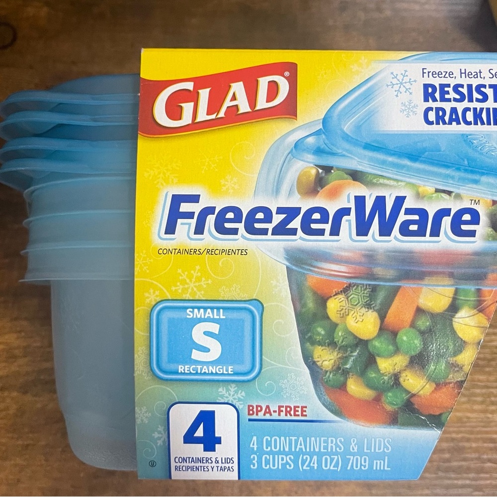 2 Pack - Glad Freezerware 4Small Containers S With Lids BPA Free Freezer Ware